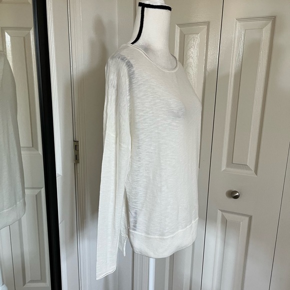 Vince 100% Cotton Lightweight Long Sleeve Boatneck Ivory Sweater. Size XS - Picture 2 of 6